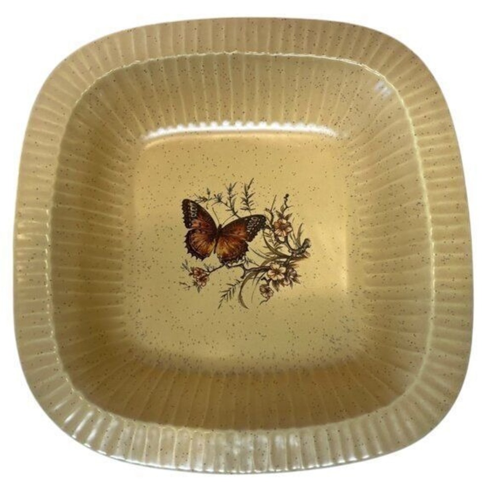 VTG 1970's Treasure Craft Baking Dish Pan‎ With Butterflies 10" Square